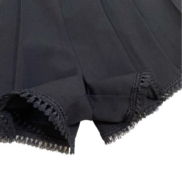 English factory high waisted black pleated front short fringe trim size small - Picture 5 of 7